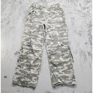 Rachel Paige Pants Womens L Green Camo Cargo Pockets Straps Lightweight Gorpcore